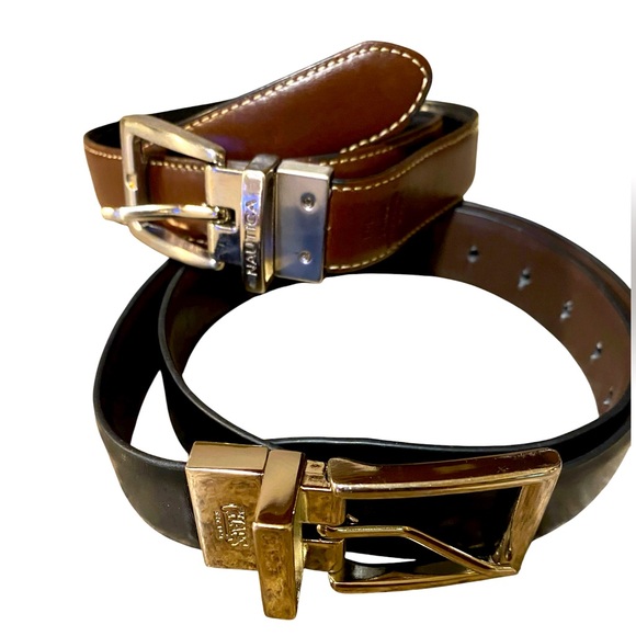 Chaps~Bonded Leather 
Nautica~Handmade 
Men's Brown and Black Leather Belts - Picture 1 of 13